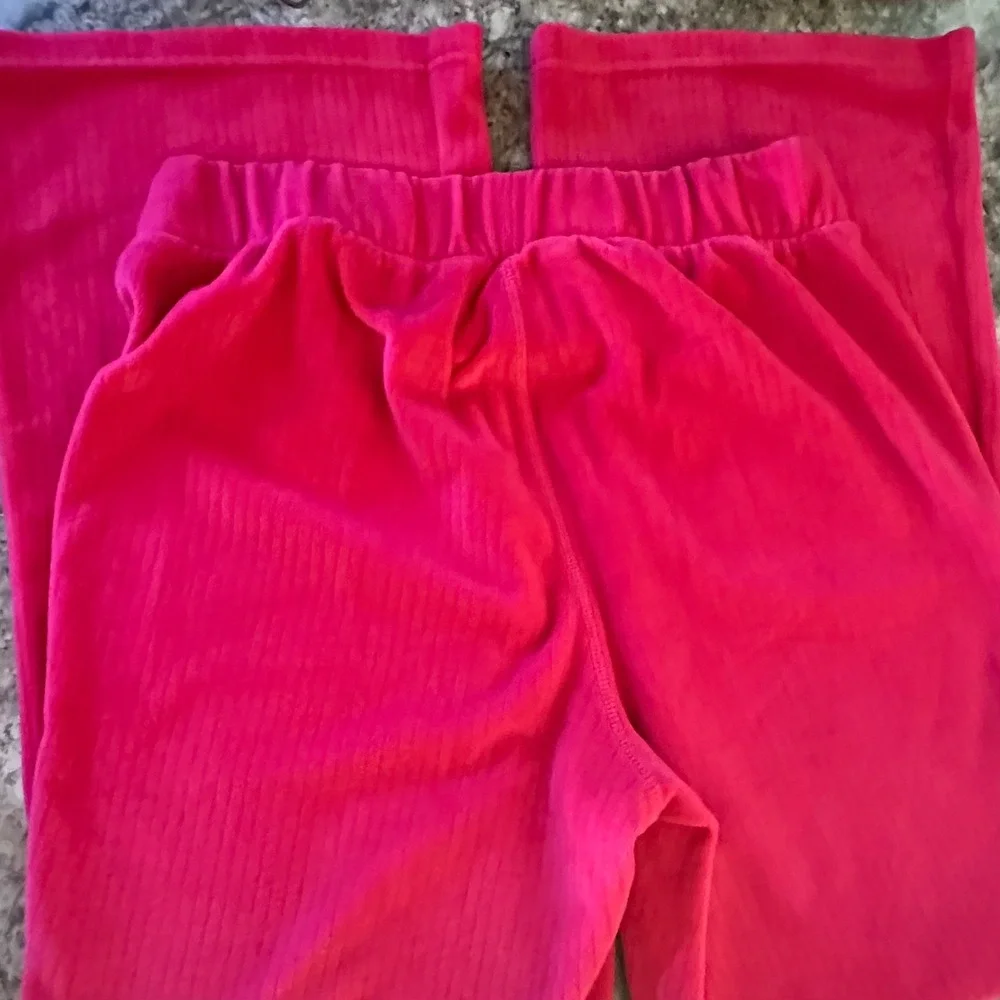 Jessica Simpson Hot Pink Velour Pants Size M Flare Leg Fuchsia Super Soft